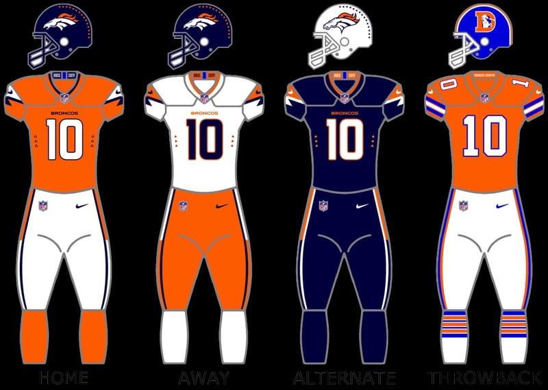 Denver Broncos logo. The Broncos are visiting the Chargers in NFL Week 5.