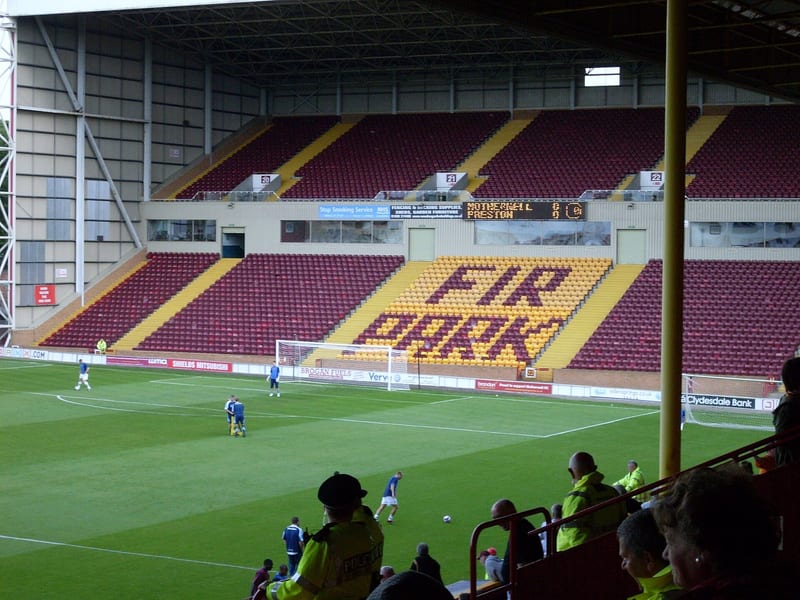 Fir Park, the home stadium of Motherwell FC, where the Scottish Premiership match against Celtic is being played.