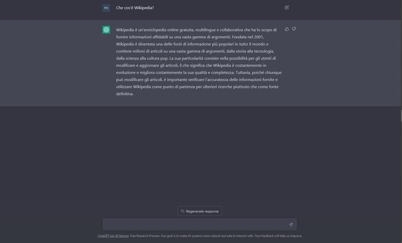 ChatGPT interface
