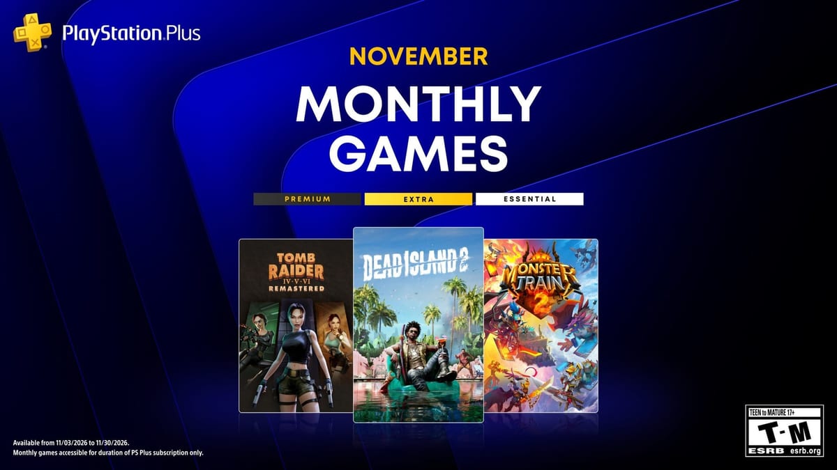PS Plus November 2026 Games: Dead Island 2, Tomb Raider IV–VI, Monster Train 2